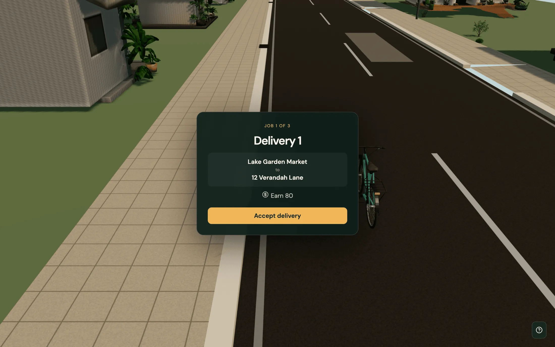 A card offering the first delivery, from Lake Garden Market to Verandah Lane